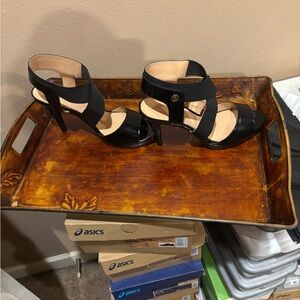 Liz Claiborne Black Strappy Patent High Heel Sandals